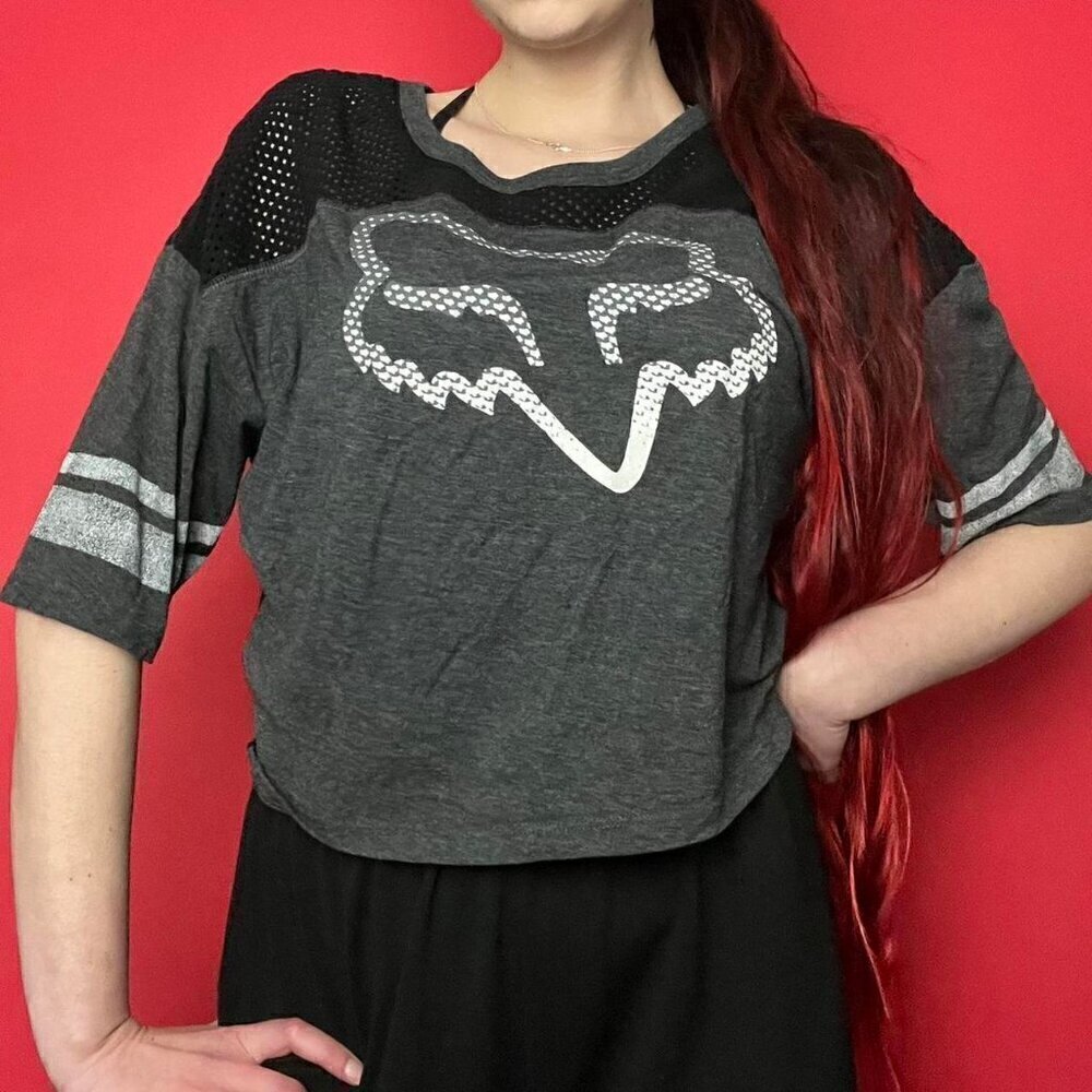 FOX / Y2K part mesh crop jersey​​​​​​​​​​​​